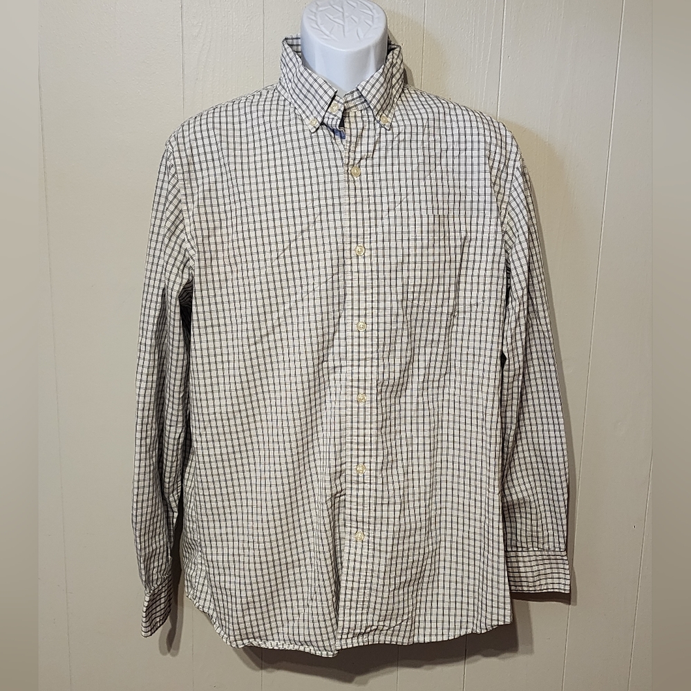 Chaps Stretch Easy Care Button Front Shirt Large Men's Long Sleeve Checked  A948
